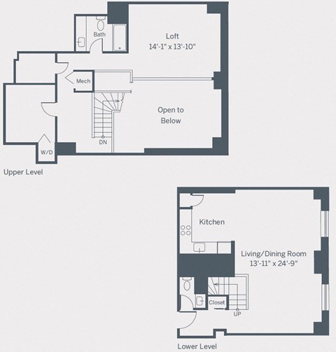 Floor plan for 1 bed, 1 bath, 1451 sqft